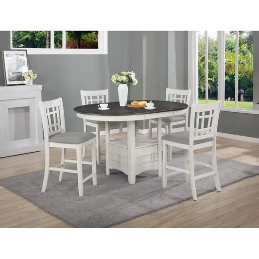 Counter Height Wooden Dining Set 5-Piece With Upholstered Seats