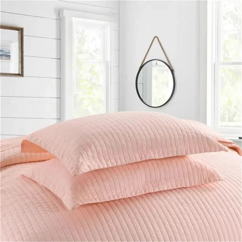 Striped Bedspread on the Bed Cotton Quilt Set Reversible Padded Bed Cover Queen King Size Quilted Blanket Throw Mattress Topper