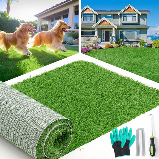 Artificial Grass Roll with Drainage Holes, Fake Turf for Dog Potty Training, Garden Balcony Patio Backyard Decoration, 4x6 Feet