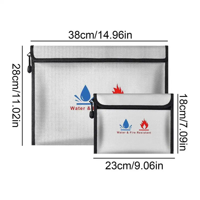 Fireproof Document Bag Waterproof Zipper Holder for Valuables