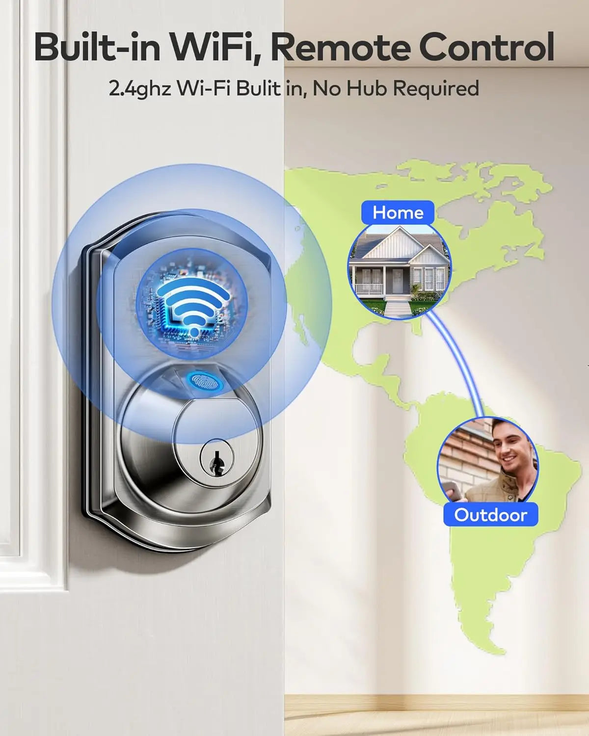 WiFi Smart Lock With Fingerprint, Keypad, App Control, Alexa Compatible IP55