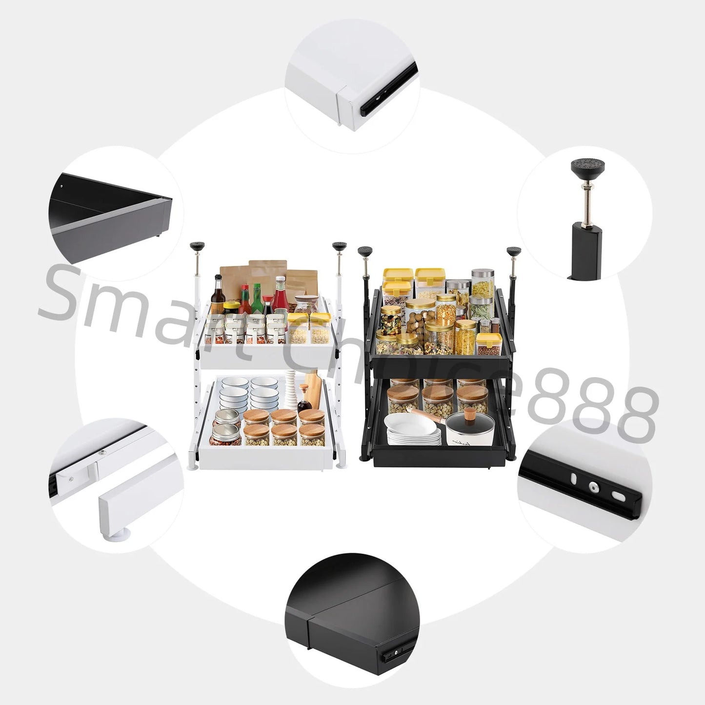 Under Sink Pull Out Pantry Organizer Multi Tier Cabinet Basket