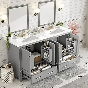 RBXC Double Sink Vanity Cabinet In Solid Wood With Drawers