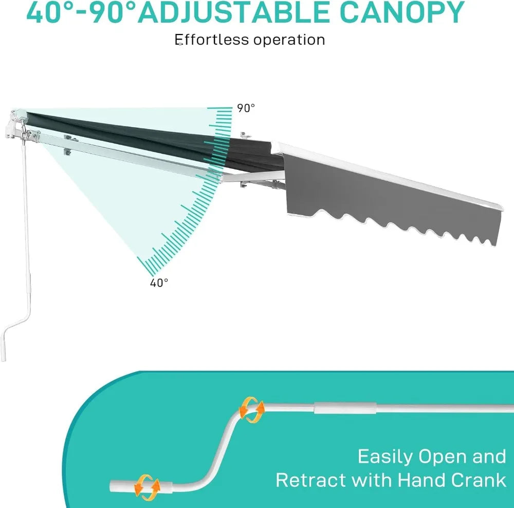 NONECN Retractable Patio Awning With Aluminum Frame UV Resistant