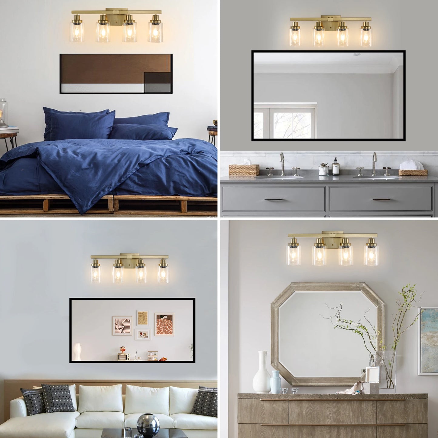 ARLGSITE 4-Light Vanity Fixture With Clear Glass Shades