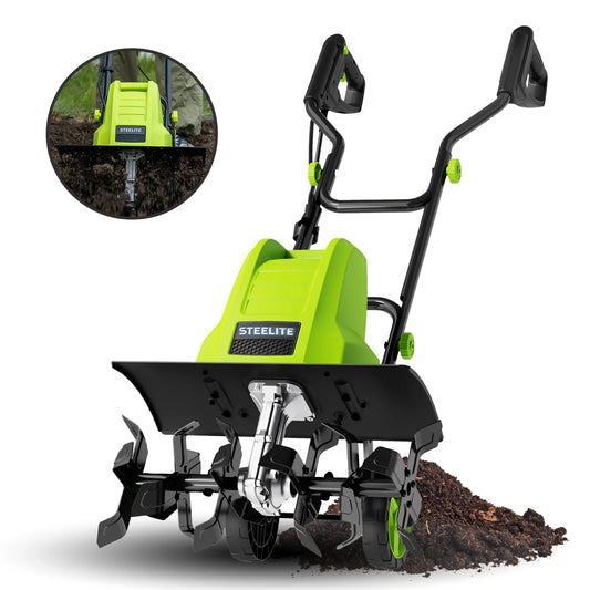 Deli 18-Inch Corded Electric Tiller, 13.5-Amp Motor for Garden Cultivating and Soil Loosening