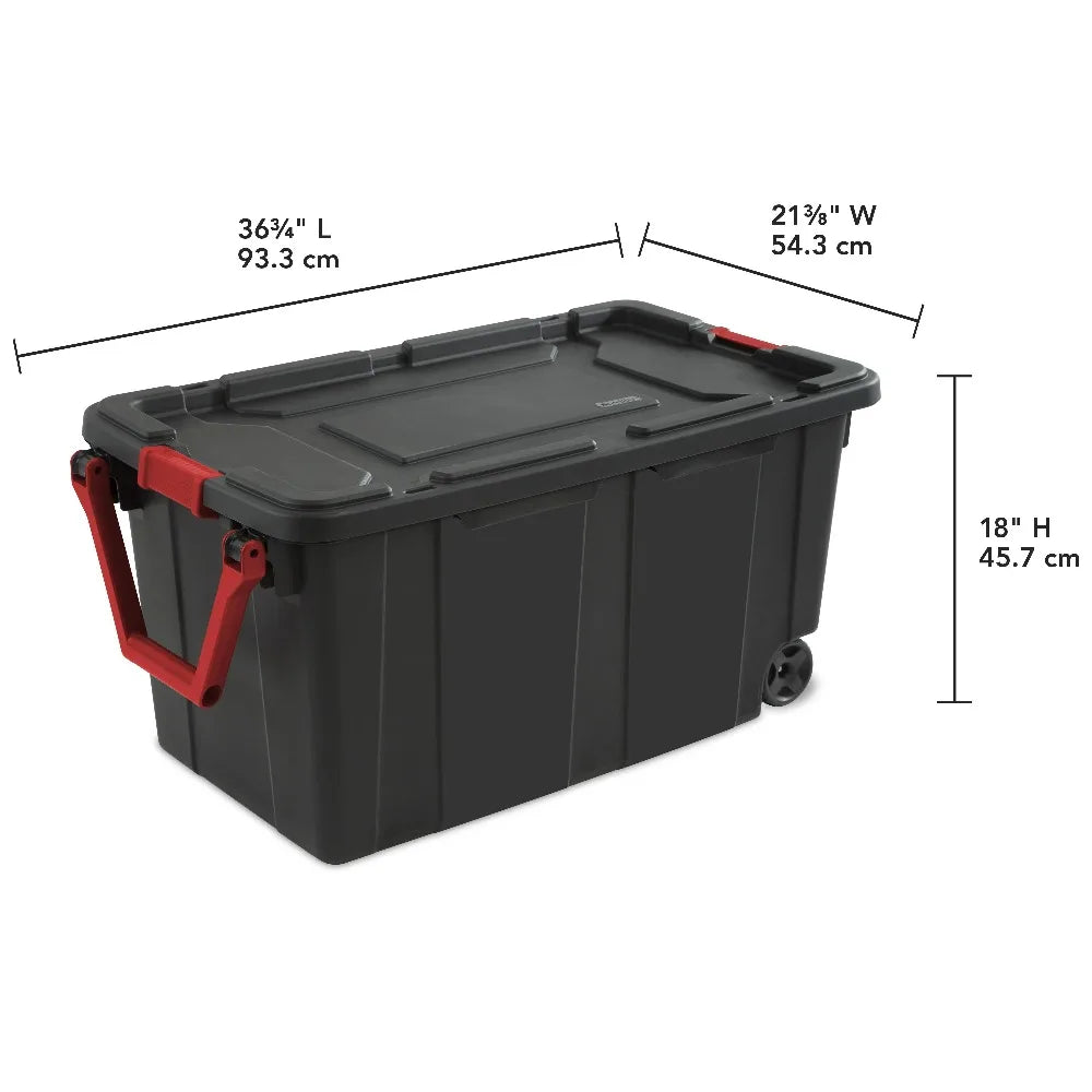 Sterilite Industrial Wheeled Storage Bin With Handle Pack Of 2