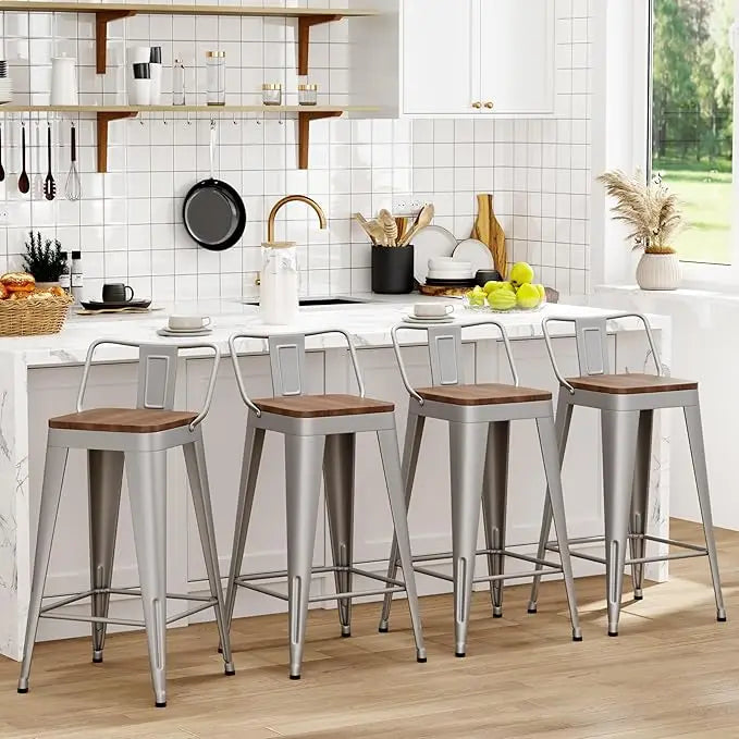 Counter Height Metal Bar Stools With Removable Back
