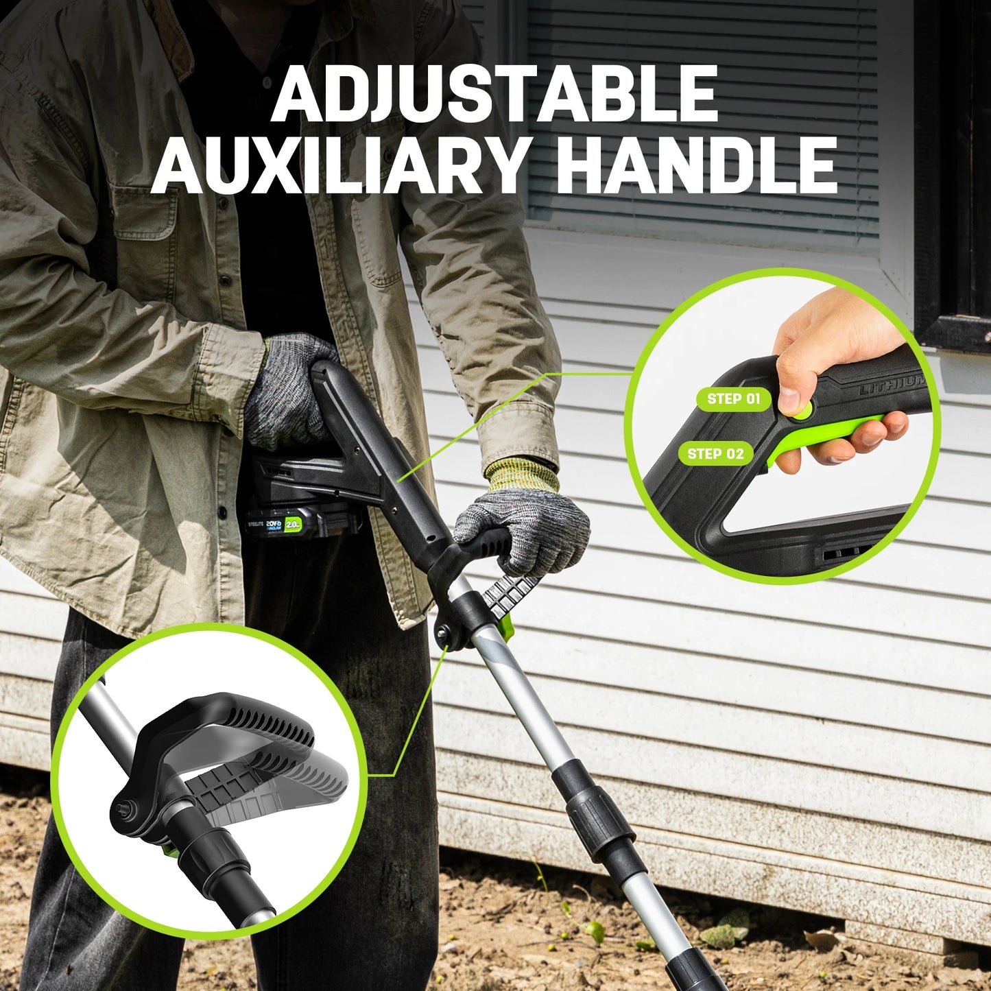 Deli Steelite 21V Cordless Tiller, 9-Inch Electric Garden Cultivator with Battery & Charger, Lightweight