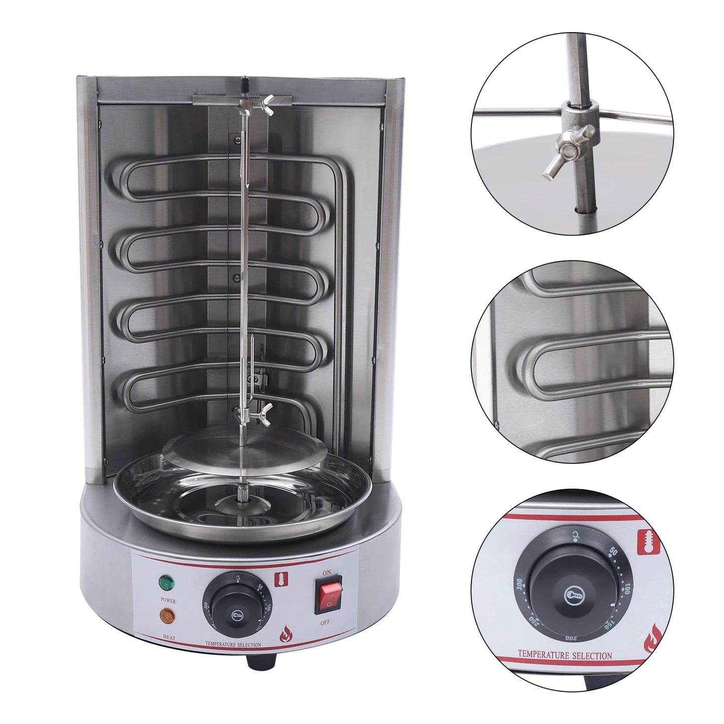 Electric Shawarma Grill Machine 3000W Vertical Kebab Grill 50-300℃ Rotisserie Oven Electric Grill Countertop Gyro Grill Barbecue