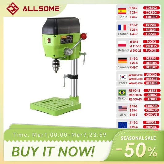 ALLSOME High Variable Speed Bench Drill Press 480W Drilling Machine Drilling Chuck 1-10mm For DIY Wood Metal Electric Tools