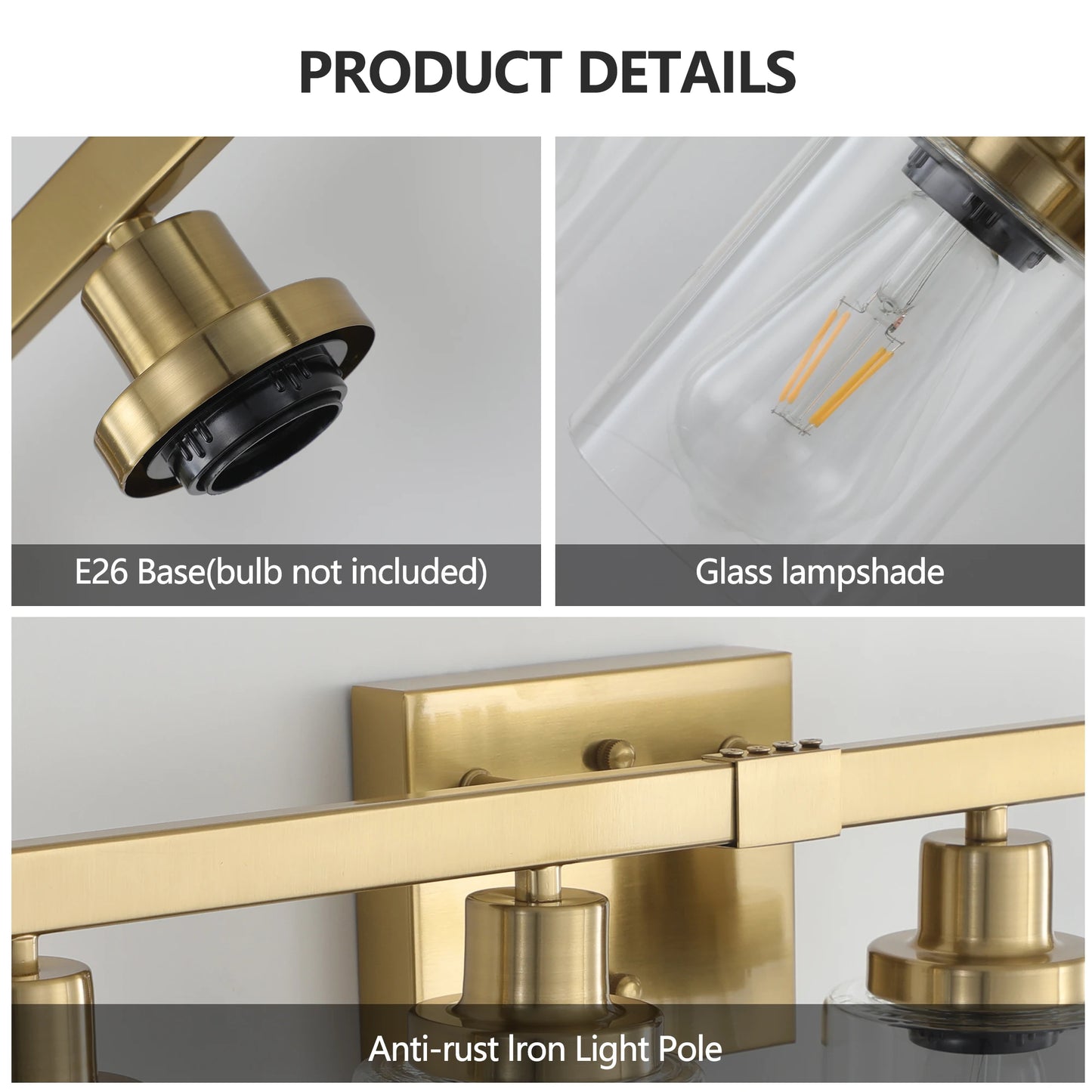 ARLGSITE 4-Light Vanity Fixture With Clear Glass Shades