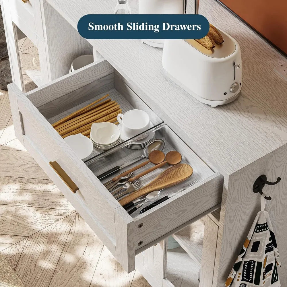 Modern Sideboard Buffet Cabinet With Wine Storage And Power Outlet