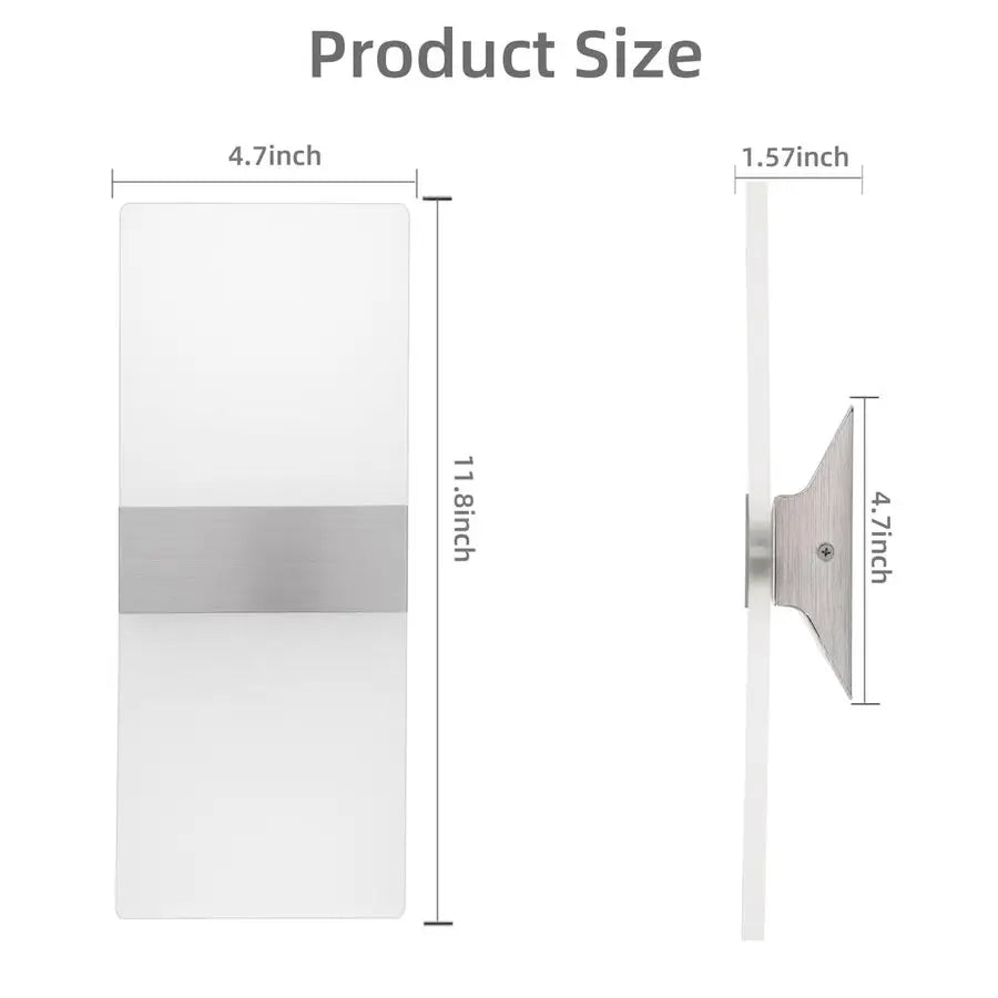 Modern Wall Sconces Set of Two, Led Wall Light 10w, 6000k White Light Up Downlight, Hardwired Acrylic Wall Light Lighting, Suita