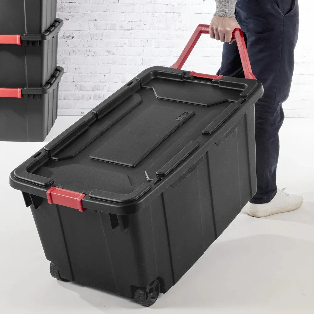 Sterilite Industrial Wheeled Storage Bin With Handle Pack Of 2