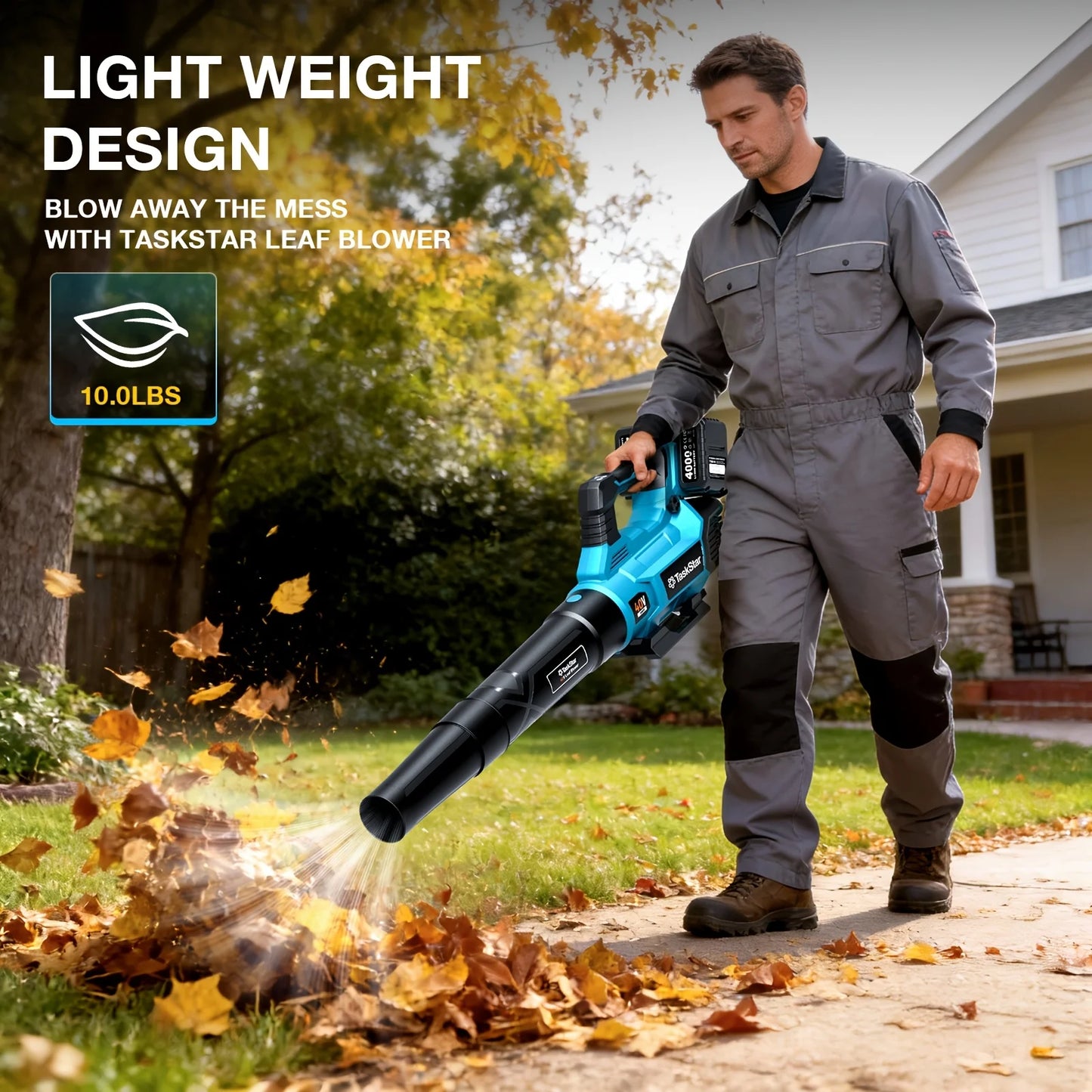 TaskStar Cordless Leaf Vacuum Electric Air Blower Powerful Leaf Blower With 2 4000mAh Batteries&2 Chargers Garden Dust Removal