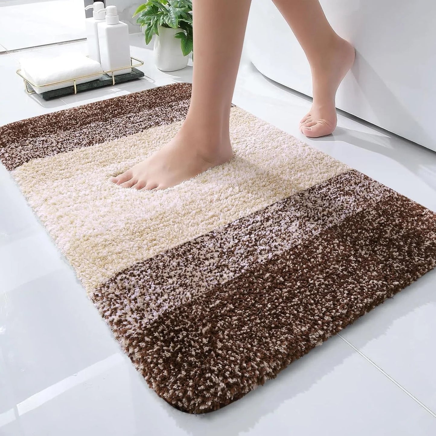 1pc anti-slip plush bathroom rug, ultra-soft plush water-absorbent bathroom rug, suitable for shower rooms, kitchens