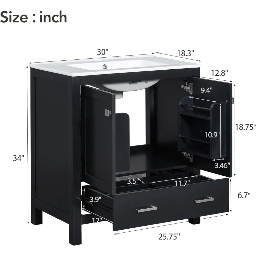 RBXC Double Sink Vanity Cabinet In Solid Wood With Drawers