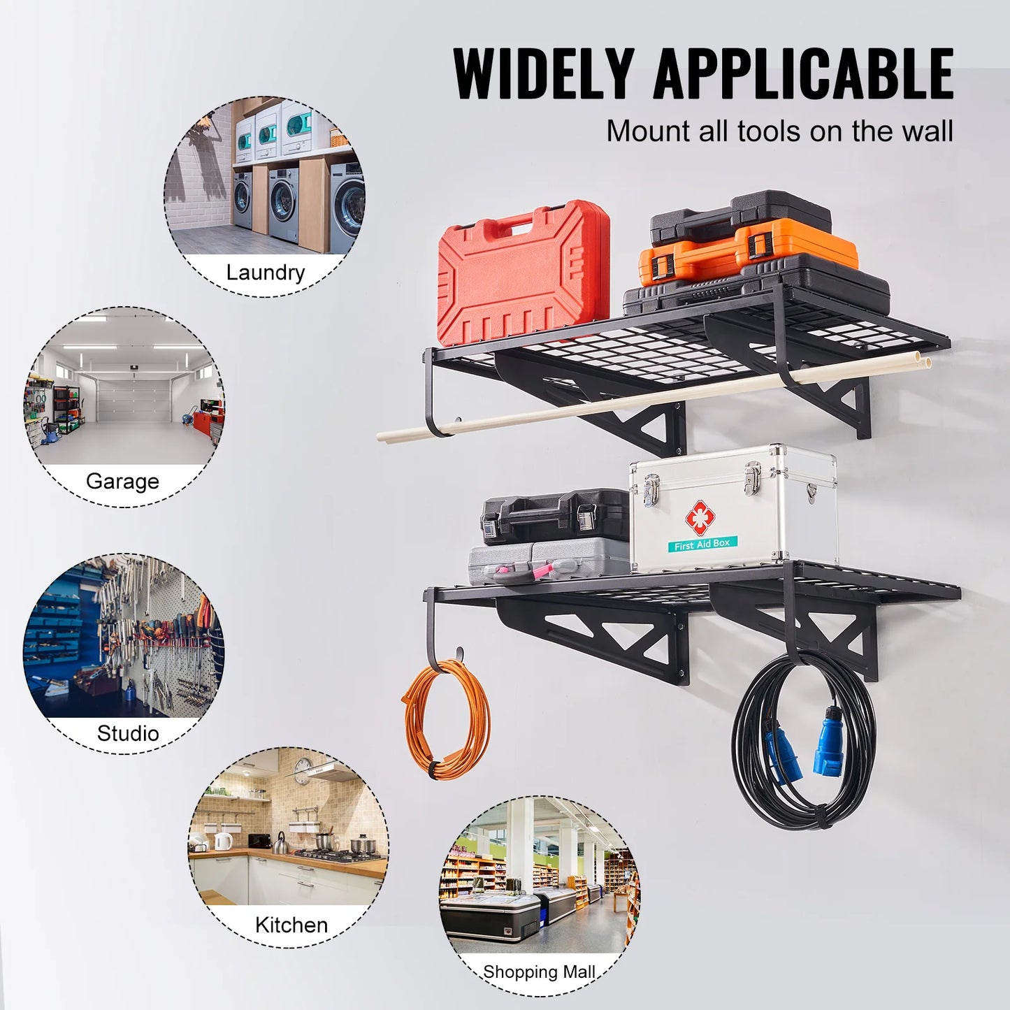 SucceBuy Heavy Duty Garage Wall Mounted Tool Rack System