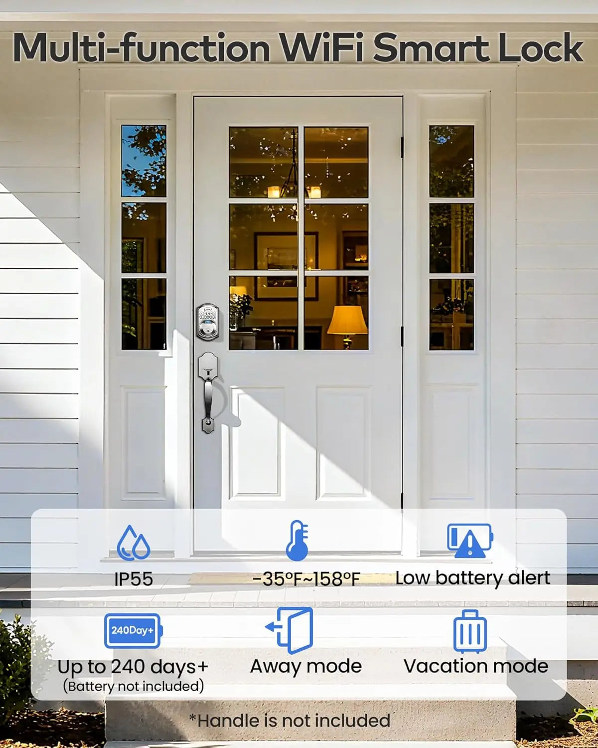 WiFi Smart Lock With Fingerprint, Keypad, App Control, Alexa Compatible IP55