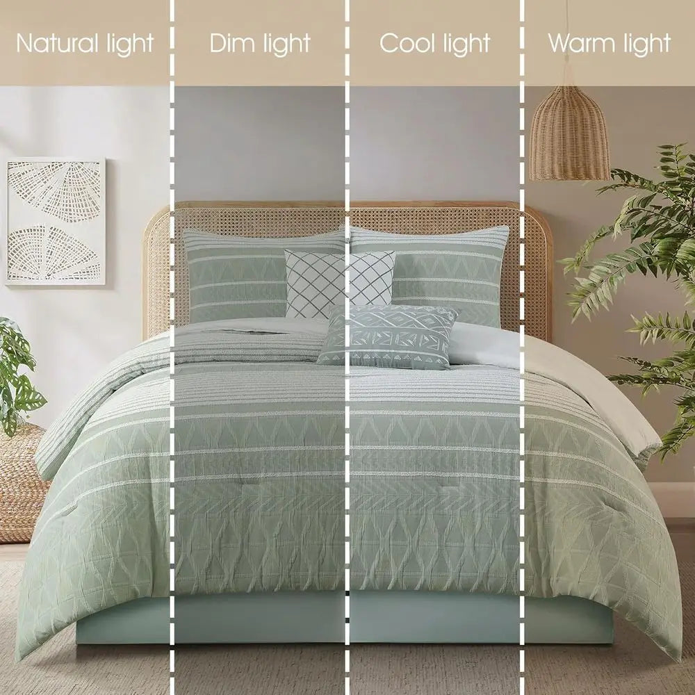 Geometric 6 Piece King Comforter Set With Bedskirt Pillows Shams