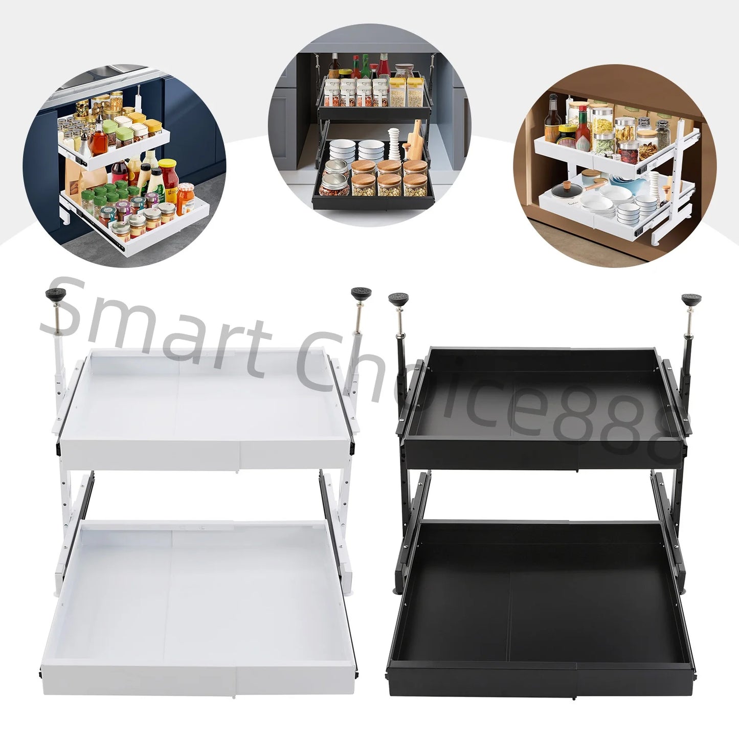 Under Sink Pull Out Pantry Organizer Multi Tier Cabinet Basket