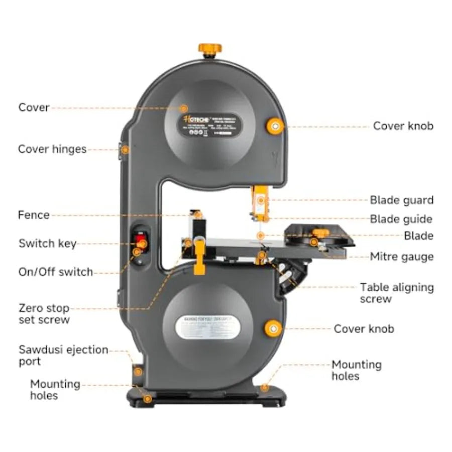 7-1/2-Inch Band Saw 3-Amp Max Cutting Depth 3.2-Inch Width 7.5-Inch Tilting Range 0-45° for Precision Woodworking and M