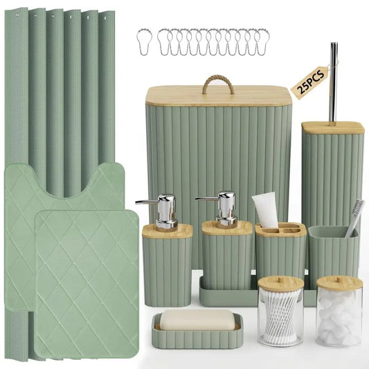 XMSJ 25Pcs Bathroom Accessories Set With Shower Curtain