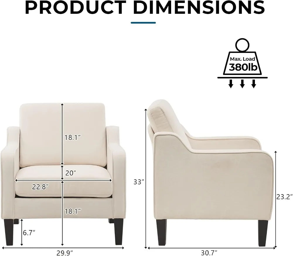 Mid Century Modern Accent Chair Upholstered Armchair For Living Room