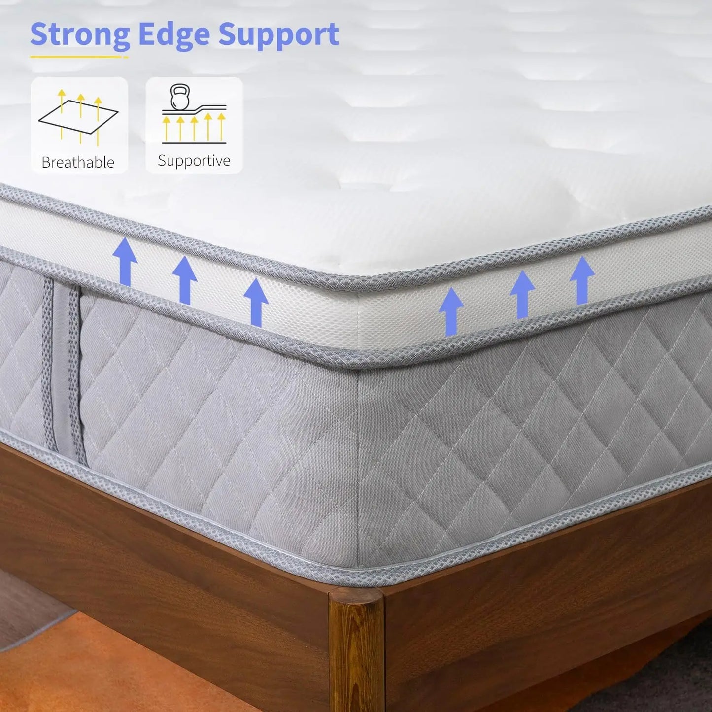 12 Inch Medium Mattress, Hybrid Cooling Gel Memory Memory Foam and Pocket Springs Bed,  Back Support Pressure Relief Breathable