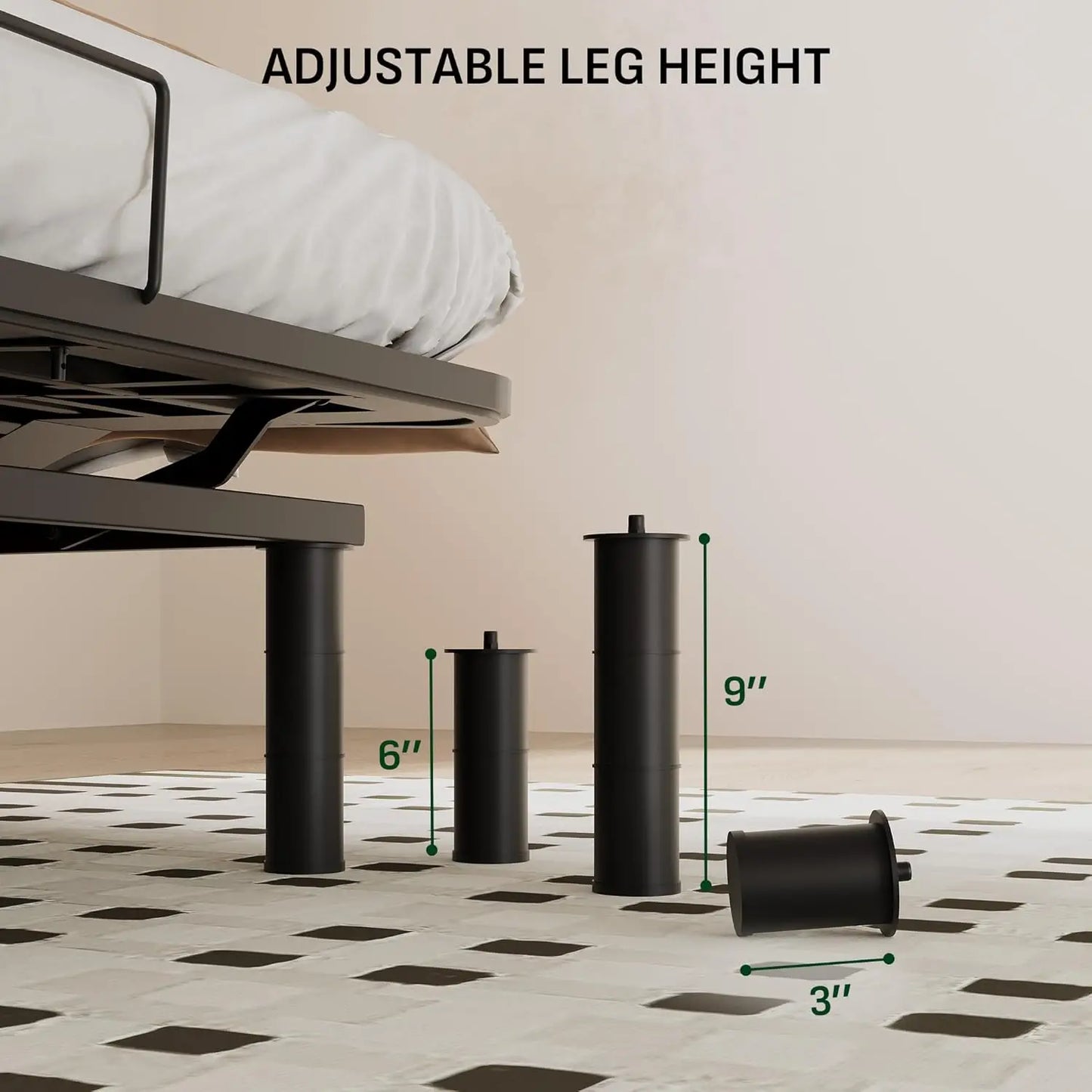 Adjustable Queen Bed Frame w/Dual Motor Remote, 6" Gel Memory Foam Mattress, Head & Foot Incline, Customized