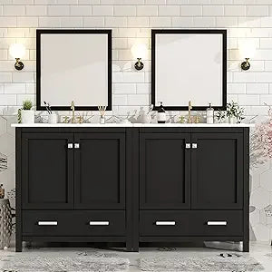 RBXC Double Sink Vanity Cabinet In Solid Wood With Drawers
