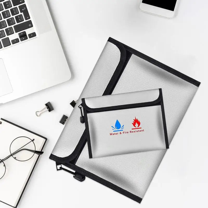 Fireproof Document Bag Waterproof Zipper Holder for Valuables