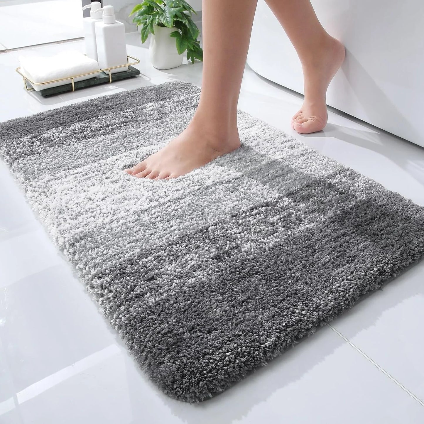 1pc anti-slip plush bathroom rug, ultra-soft plush water-absorbent bathroom rug, suitable for shower rooms, kitchens