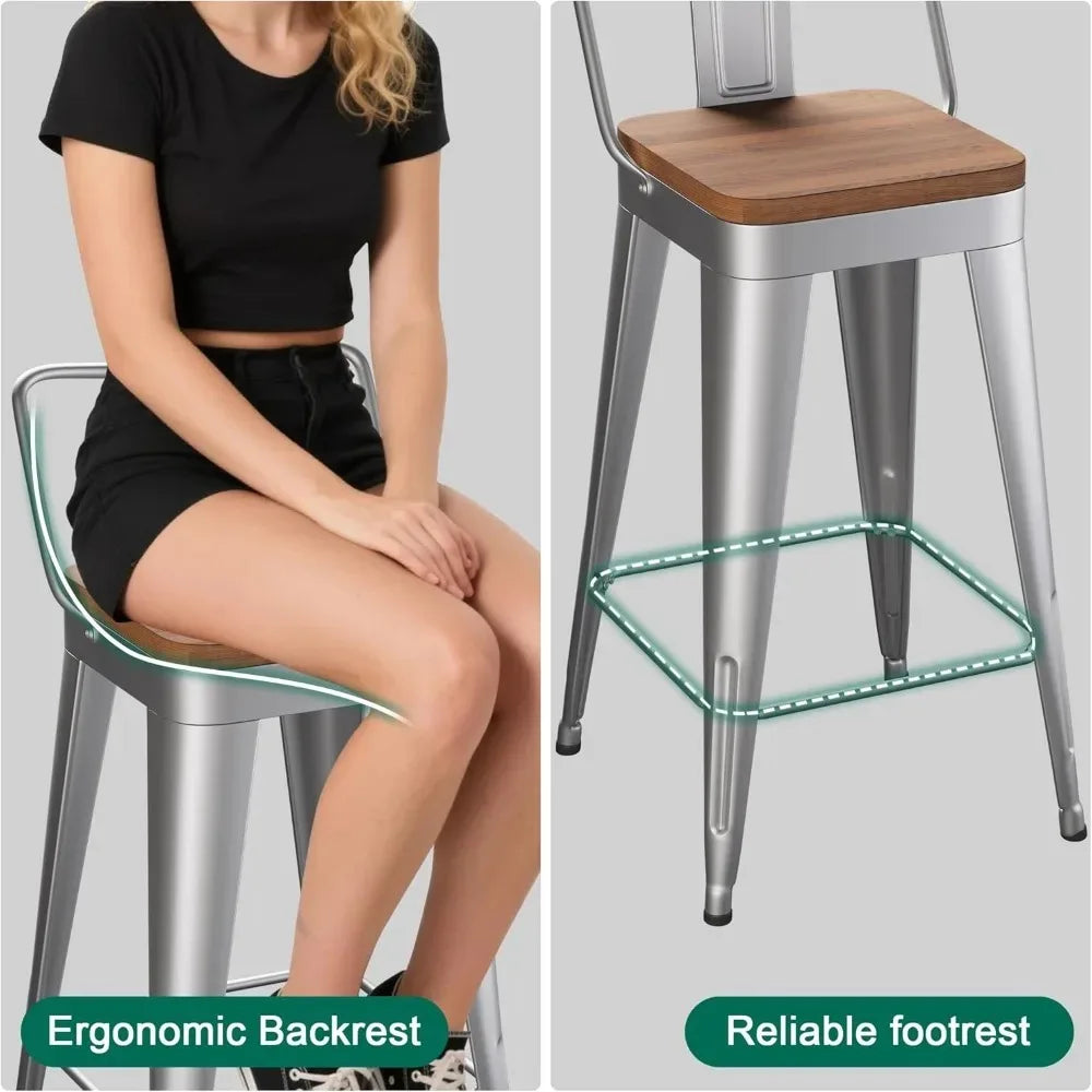 Counter Height Metal Bar Stools With Removable Back