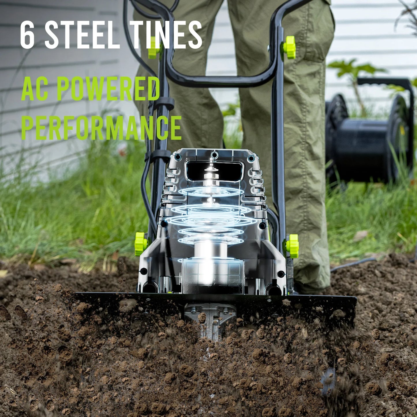 Deli 18-Inch Corded Electric Tiller, 13.5-Amp Motor for Garden Cultivating and Soil Loosening