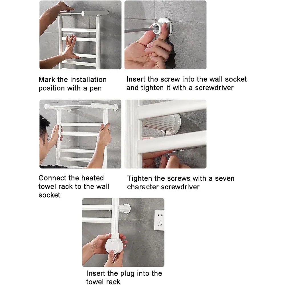 Lovemative Wall Mounted Towel Warmer Rack With Digital Timer