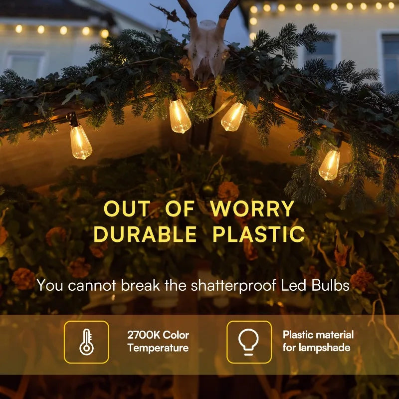 MIMIRGB Outdoor LED String Lights for Patio Garden and Porch