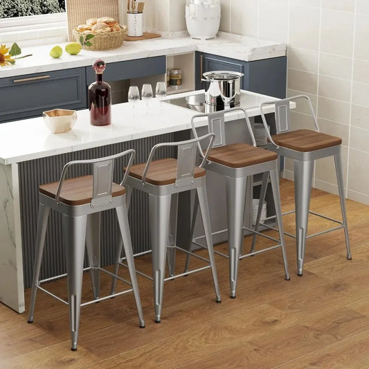 Counter Height Metal Bar Stools With Removable Back