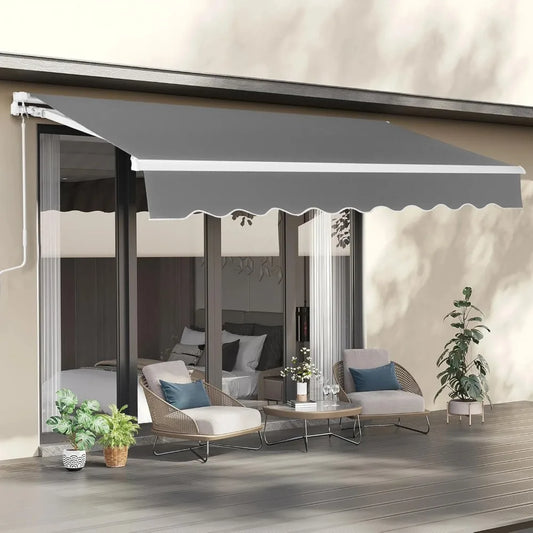 NONECN Retractable Patio Awning With Aluminum Frame UV Resistant