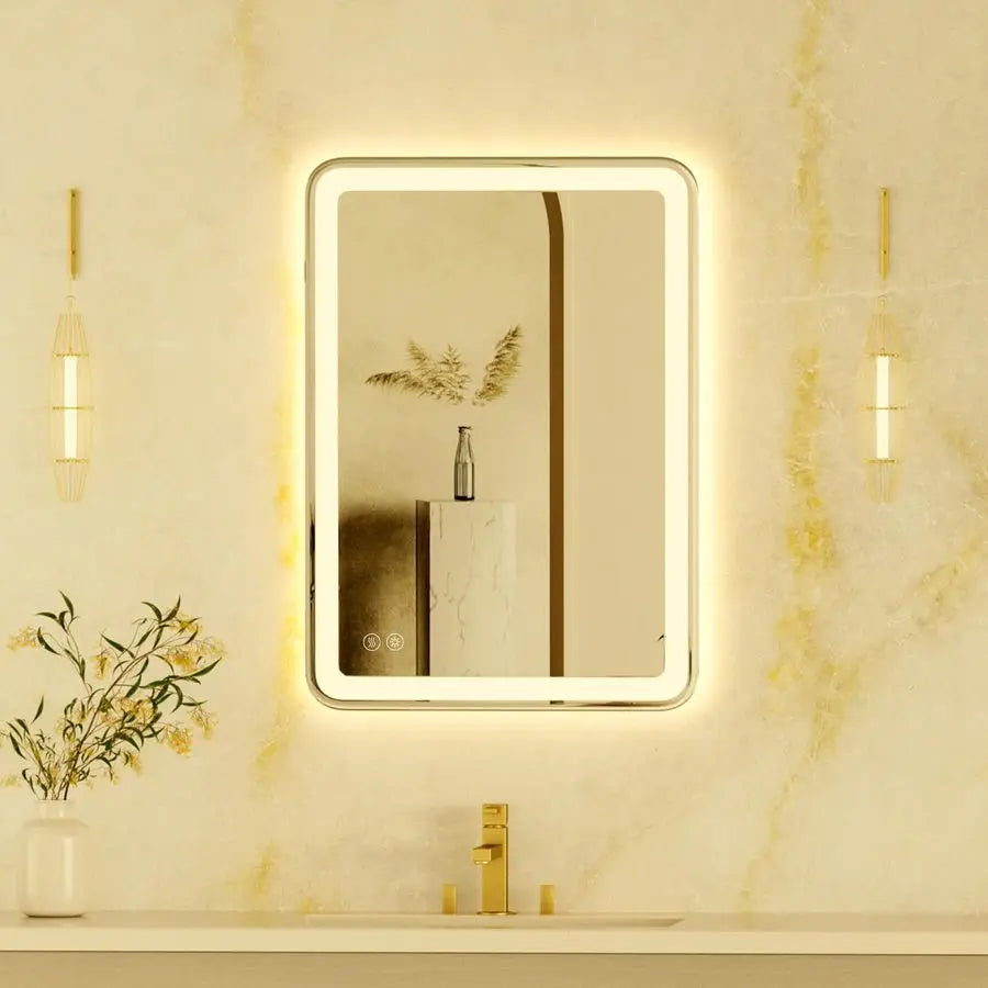 LED Bath Mirror With Front And Backlight, Dimmable And Anti-Fog