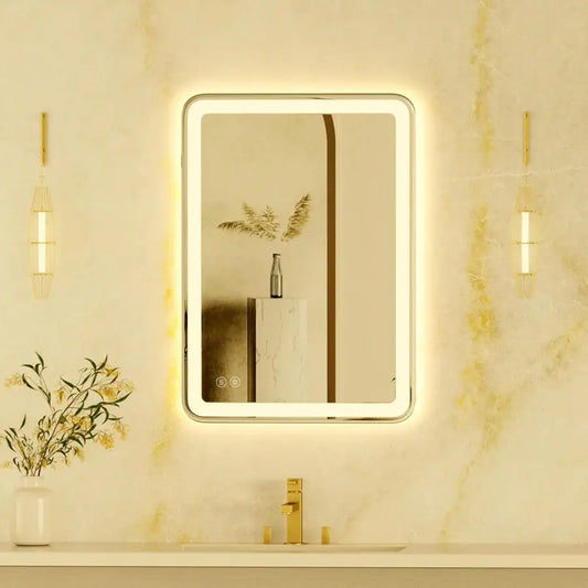 LED Bath Mirror With Front And Backlight, Dimmable And Anti-Fog