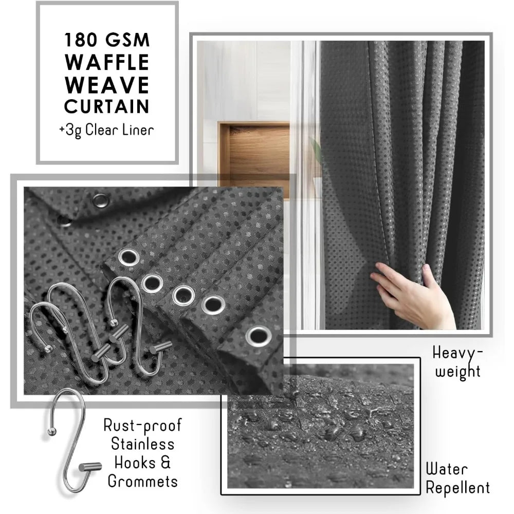 27-Piece Grey Bathroom Set with Shower Caddy, Rugs, Curtain, and Accessories for Spa-Like Decor