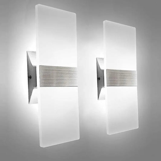 Modern Wall Sconces Set of Two, Led Wall Light 10w, 6000k White Light Up Downlight, Hardwired Acrylic Wall Light Lighting, Suita