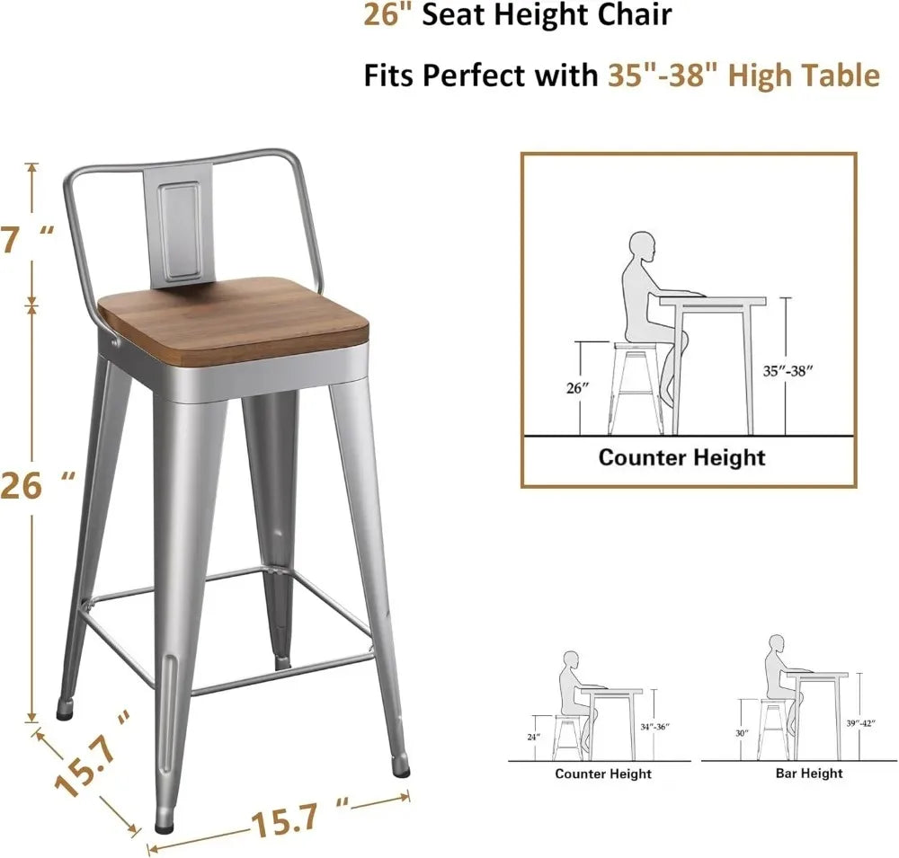 Counter Height Metal Bar Stools With Removable Back