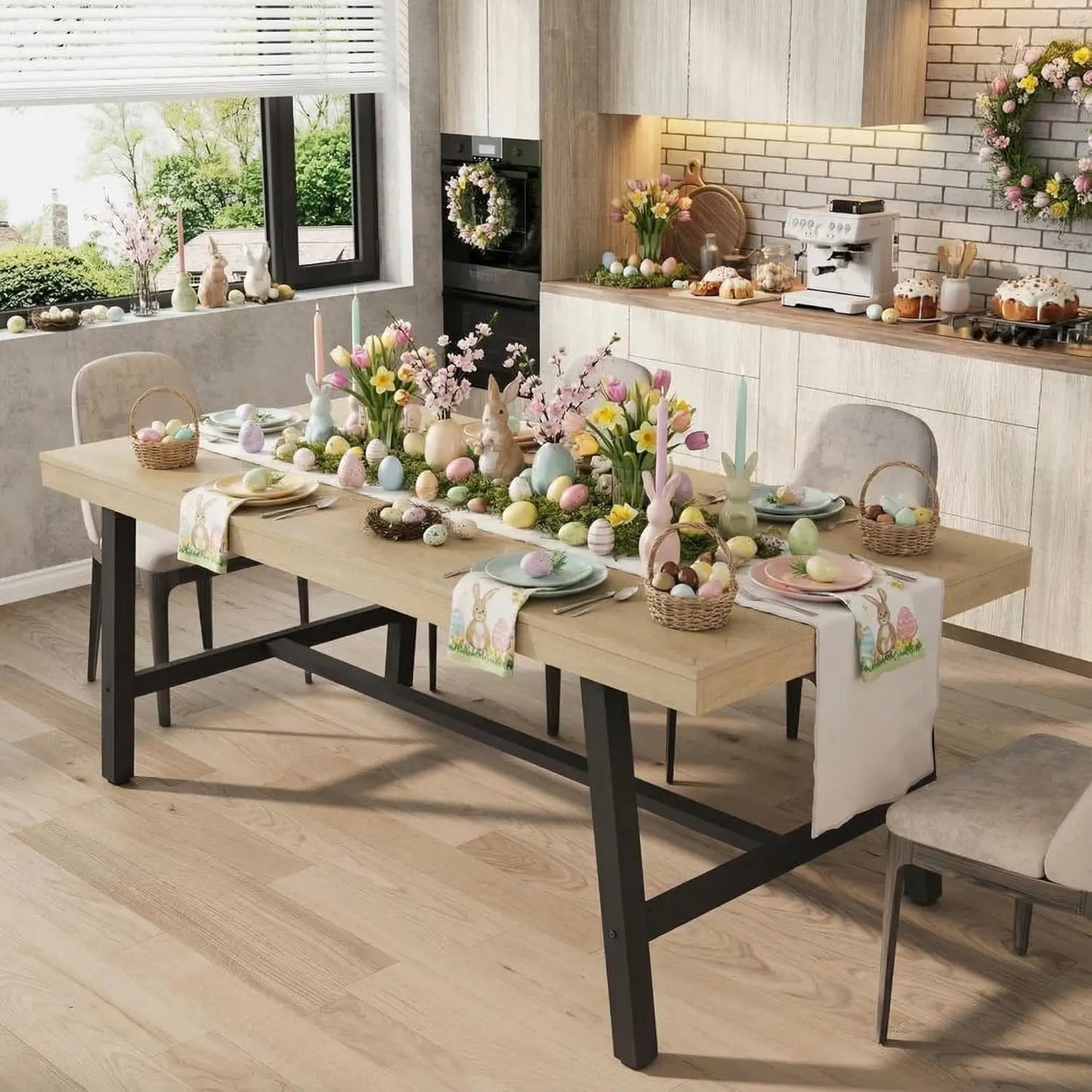 Rustic Industrial Farmhouse Dining Table For Modern Kitchens