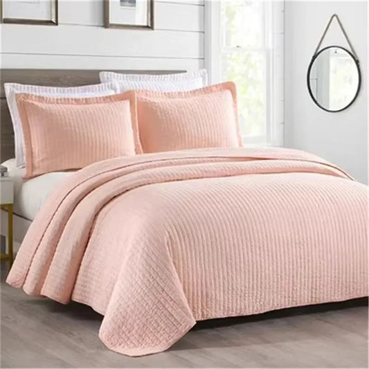 Striped Bedspread on the Bed Cotton Quilt Set Reversible Padded Bed Cover Queen King Size Quilted Blanket Throw Mattress Topper