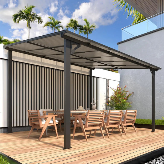 Wall Gazebo Hard Top Pergola For Outdoor Patio Deck