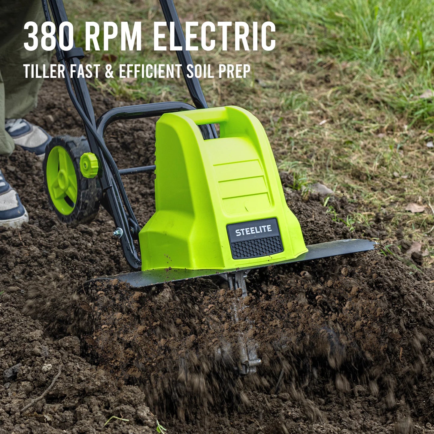 Deli 18-Inch Corded Electric Tiller, 13.5-Amp Motor for Garden Cultivating and Soil Loosening