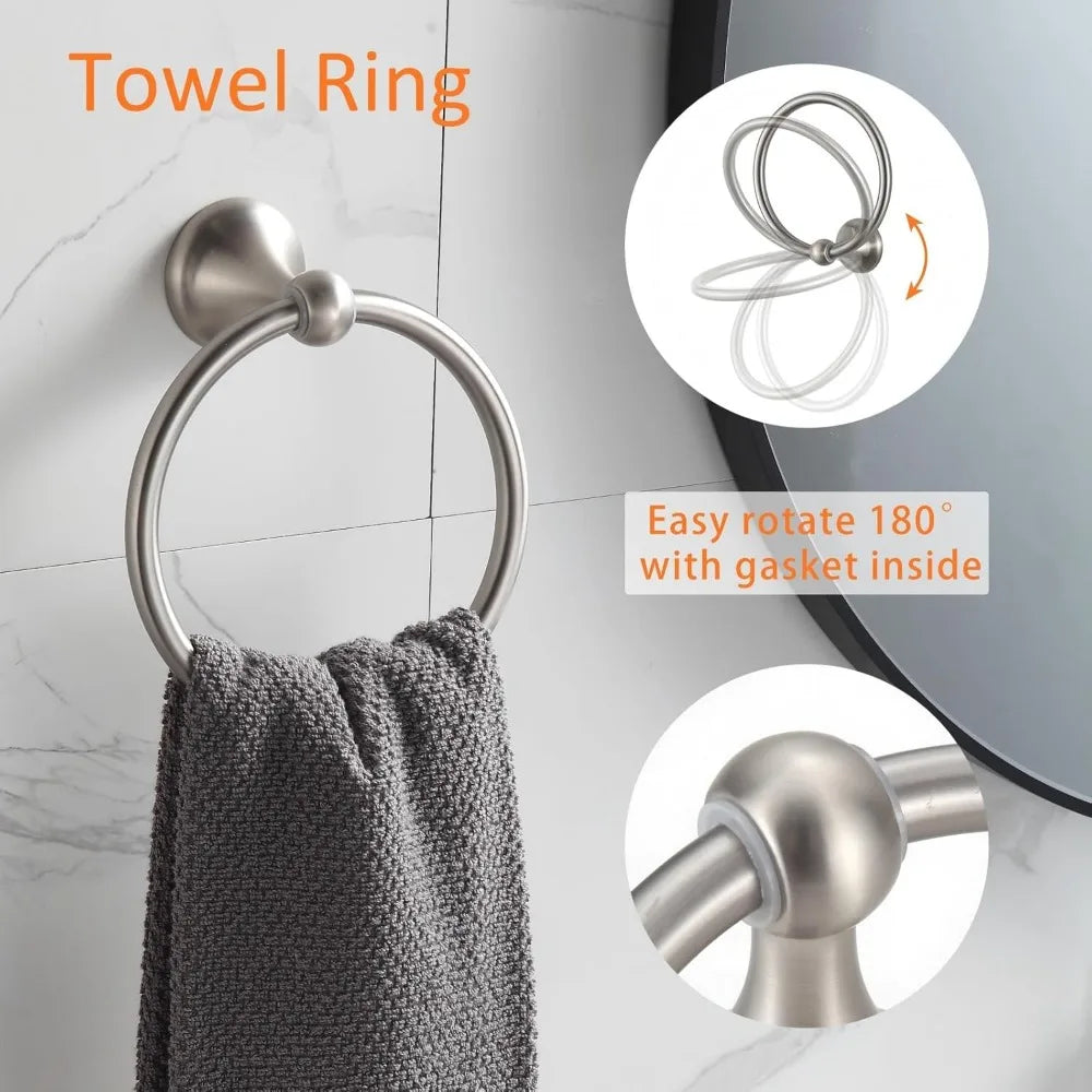 NBVCX Adjustable Expandable Towel Bar 4 Piece Wall Mounted Set